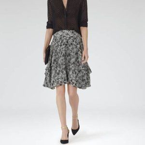 Reiss Black/White Tiered Ruffle Nova Skirt - Size 8 (US)